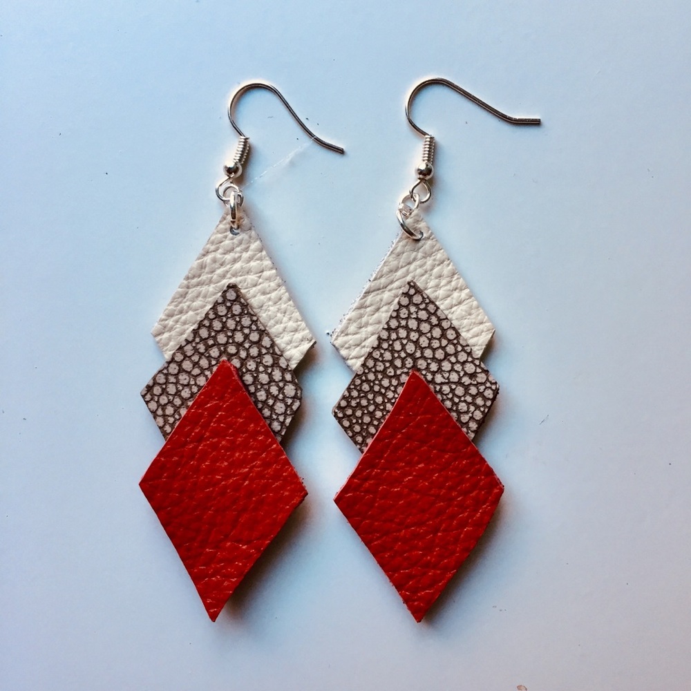 Adorable Leather earrings nickel free!